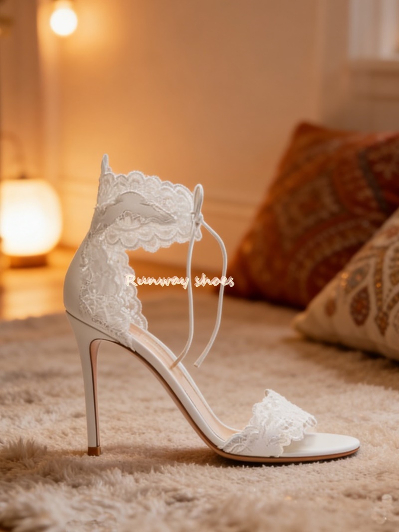 Sewing Cloth - Zapatos de Novia Blancos con Encaje,