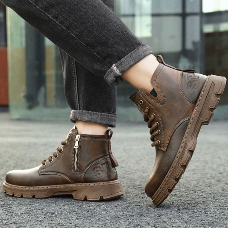 ​ Botas altas de cuero con cre - Sewing Zipper reseña y precio