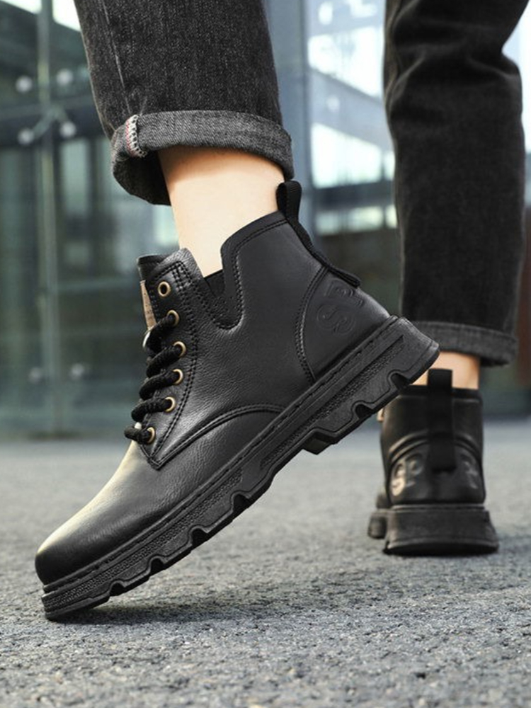 ​ Botas altas de cuero con cre - Sewing Zipper reseña y precio
