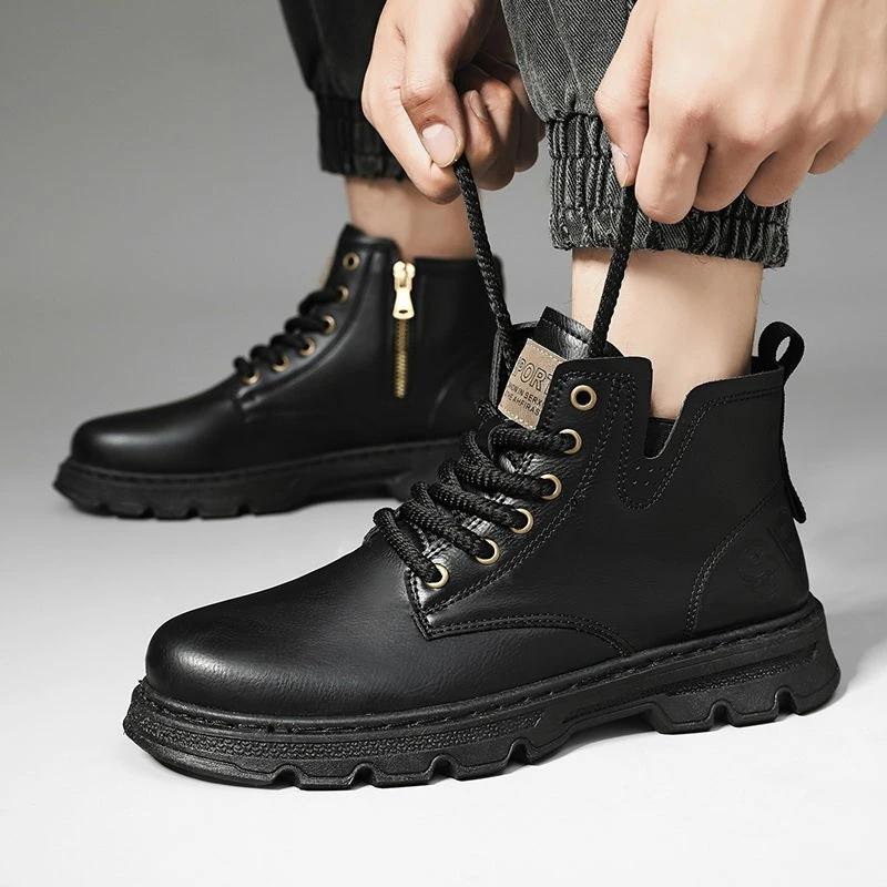 ​ Botas altas de cuero con cre - Sewing Zipper reseña y precio