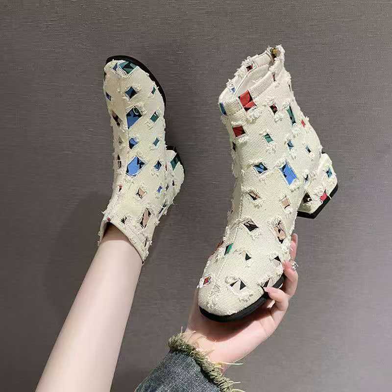 Zapatos vaqueros de tacón alto - Sewing Zipper reseña y precio