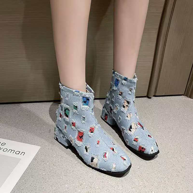 Zapatos vaqueros de tacón alto - Sewing Zipper reseña y precio